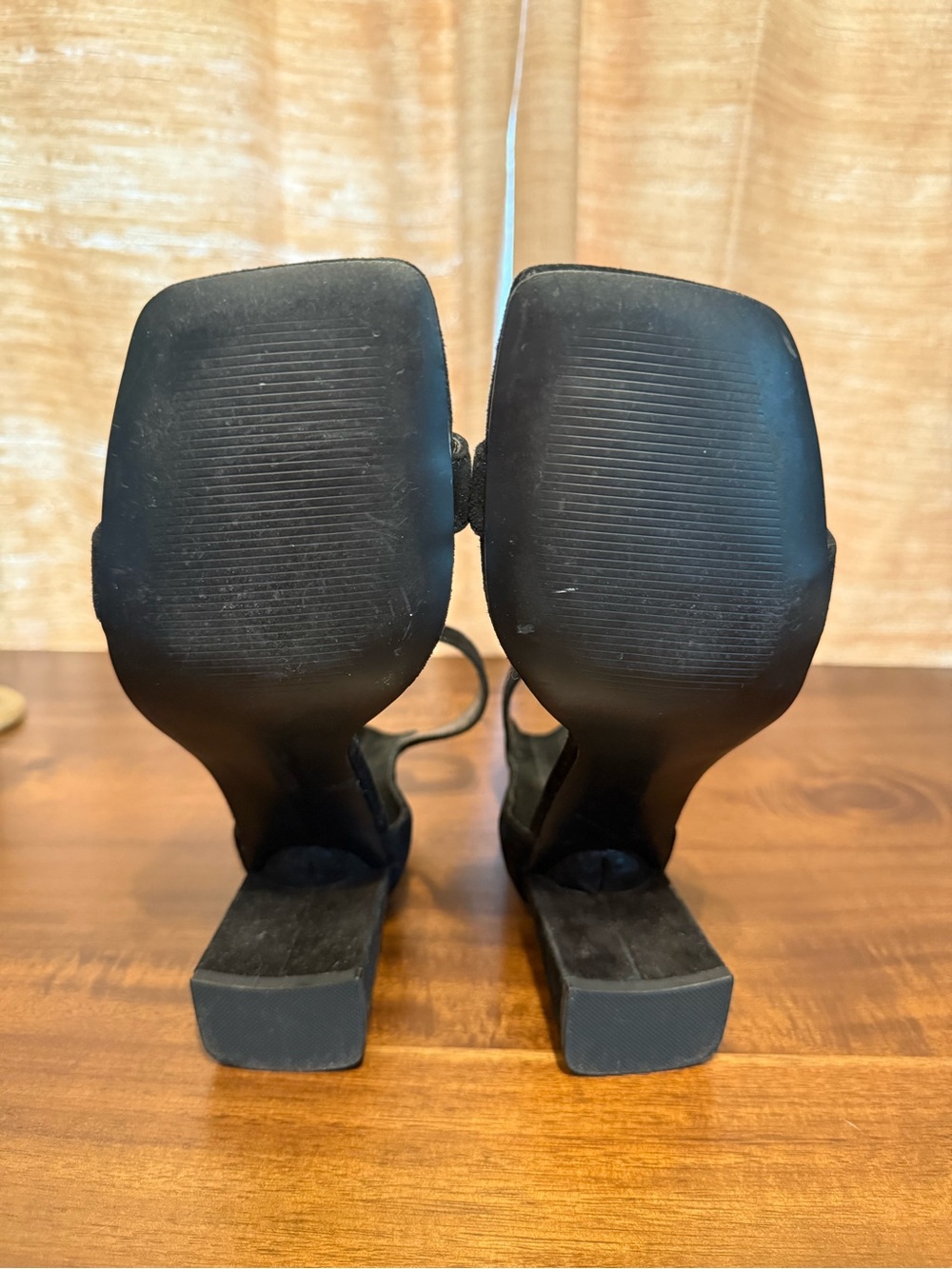 Steve Madden Black Suede Ankle-Strap Block Sandals - Picture 4 of 4
